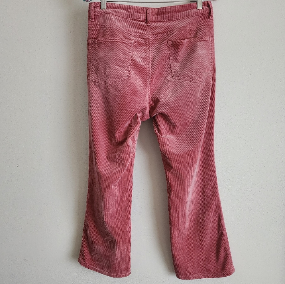 Anthropologie Pilcro The Yaya Mid Rise Crop Flare Corduroy Jeans Pink 32 Boho - Picture 4 of 11